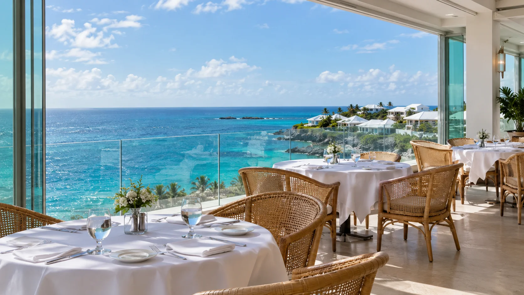 Mid retreat terrace overlooking Bermuda's Atlantic horizon