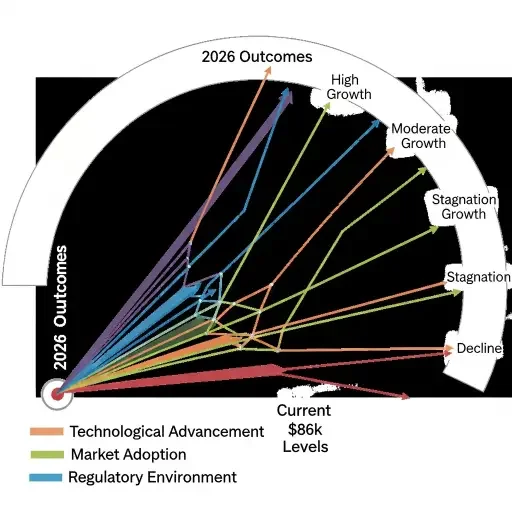 A closing entropy diagram mapping the three levers onto trajectory lines showing potential paths from current $86k levels toward various 2026 outcomes