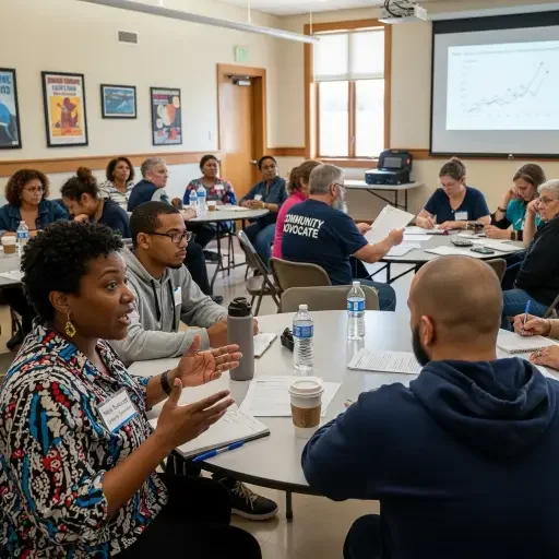Photograph of a community violence intervention meeting in progress