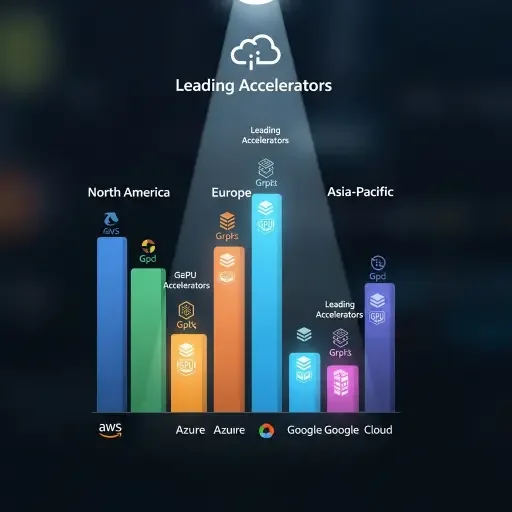 A stylized graph showing platform dominance across cloud regions, with a spotlight on leading accelerators.