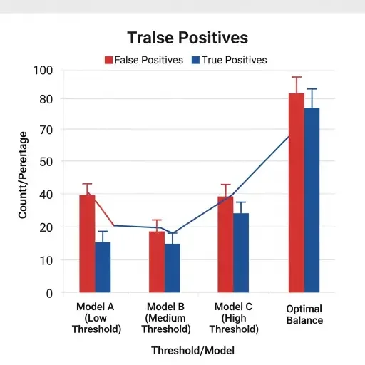 bar chart showing false-positive vs true-positive tradeoffs