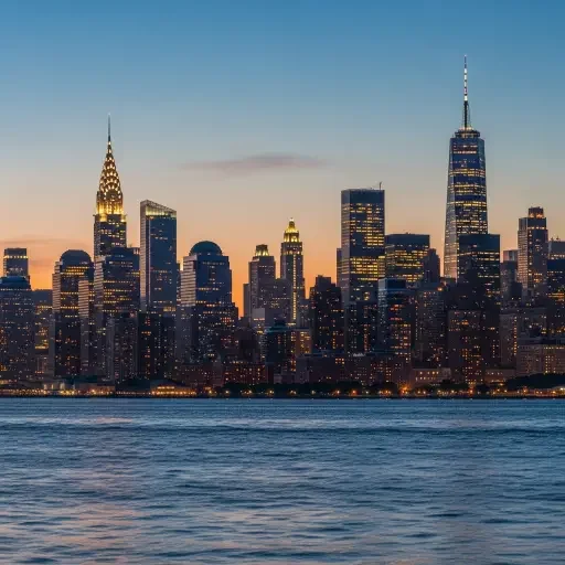 Iconic Manhattan skyline from across the water, showing the dense vertical architecture that defines New York's urban character