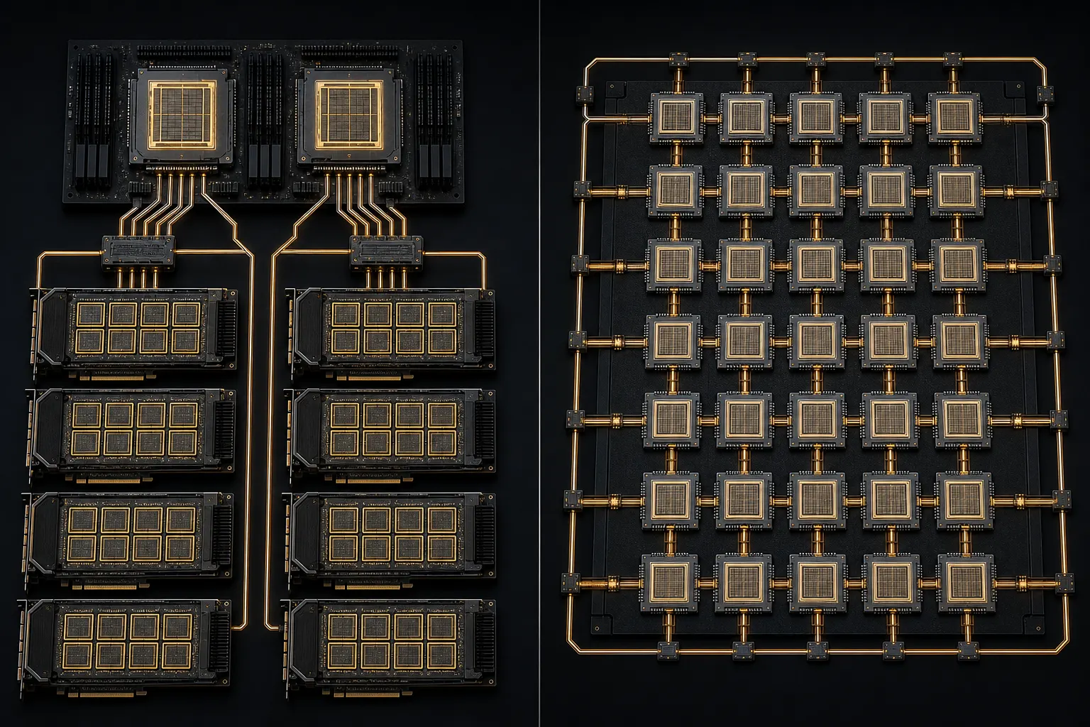 Diagram contrasting hybrid CPU-GPU exascale architecture with LineShine's CPU-only LingKun stack and domestic interconnect