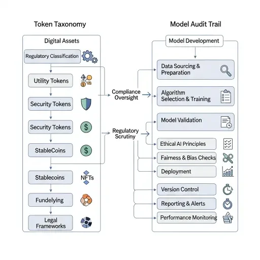 Diagram showing token taxonomy and model audit trail as parallel compliance channels