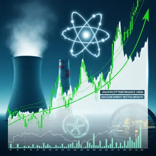 Stock market chart with upward trend representing uranium ETF performance and nuclear energy sector growth