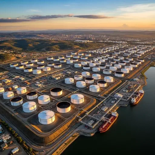 Oil tank farm near Caracas, the country's hydrocarbon lifeline visible from above